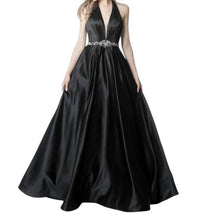 Sherri Hill Halter Beaded Waist Prom Dress in black - women's dress