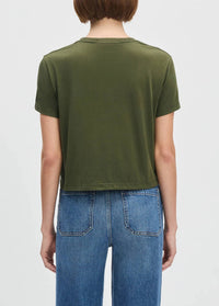 Favorite Daughter Cropped Collegiate Tee in gardenia smoketree - women's t-shirt - detail view
