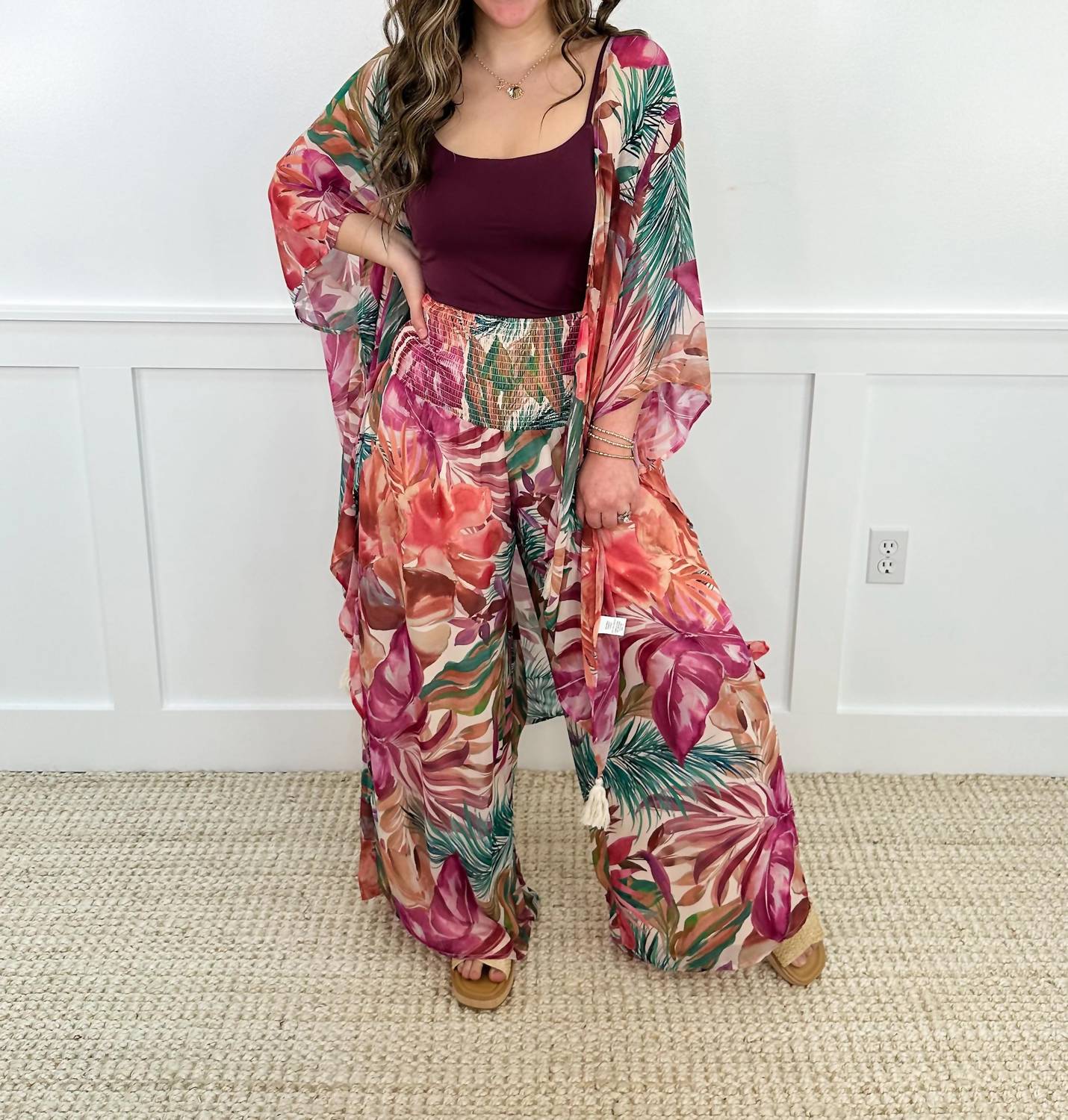 White Birch - The Tropics Call High-rise Palazzo Pants