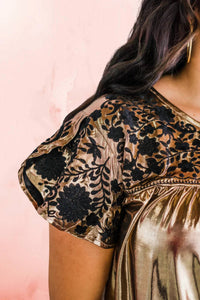 Layerz Clothing - Embroidered Metallic Top