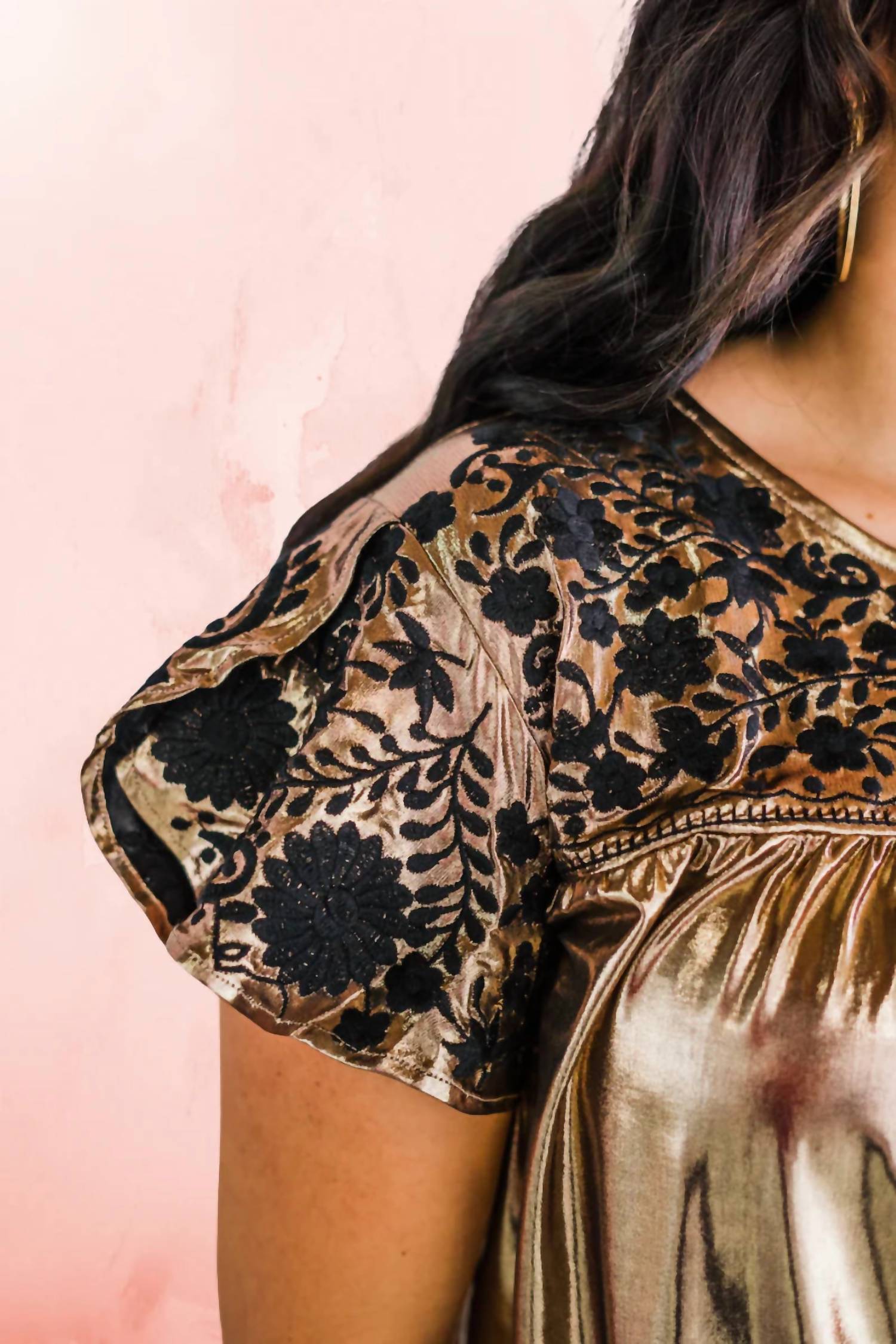 Layerz Clothing - Embroidered Metallic Top