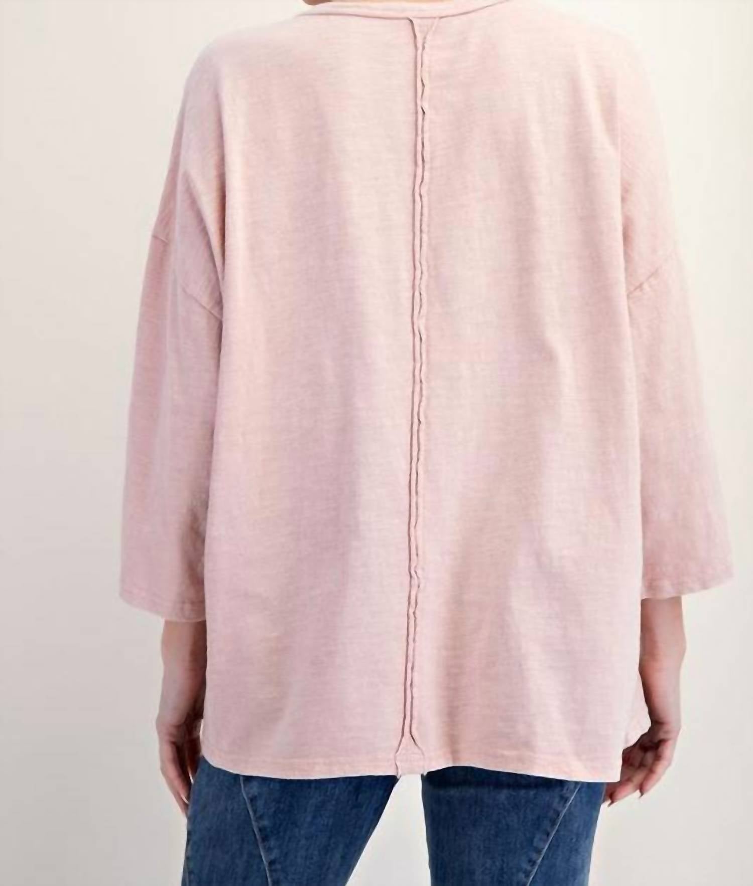 Easel - Patchwork Mineral Washed Cotton Slub Knit Top