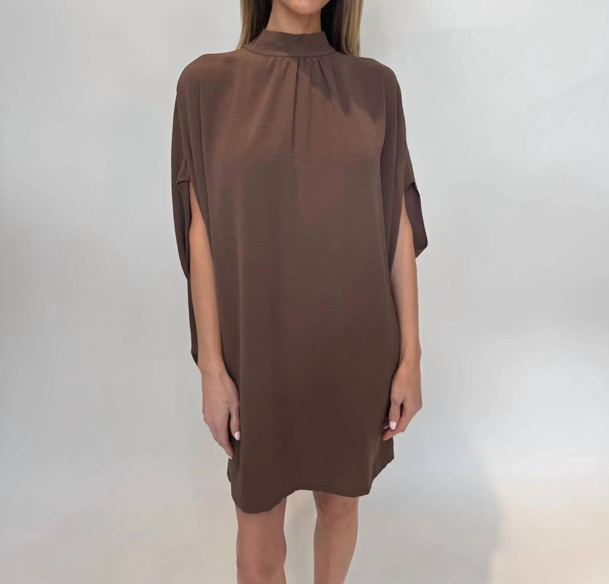 Kld. Signature - Mock Neck Caftan Shift Mini Dress