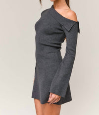 Le Lis - Natalia Asymmetrical Shoulder Sweater Dress