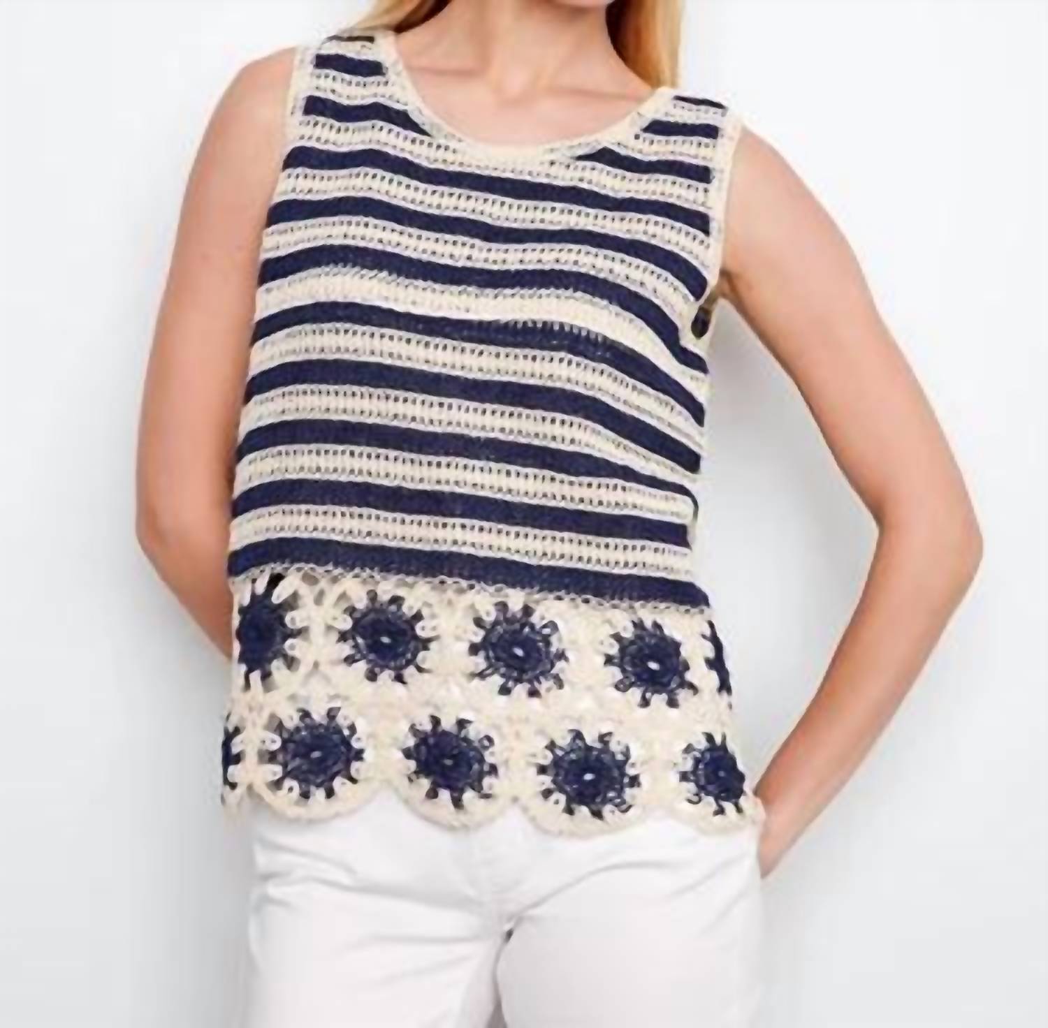 Charlie B - Contrast Sleeveless Crochet Top