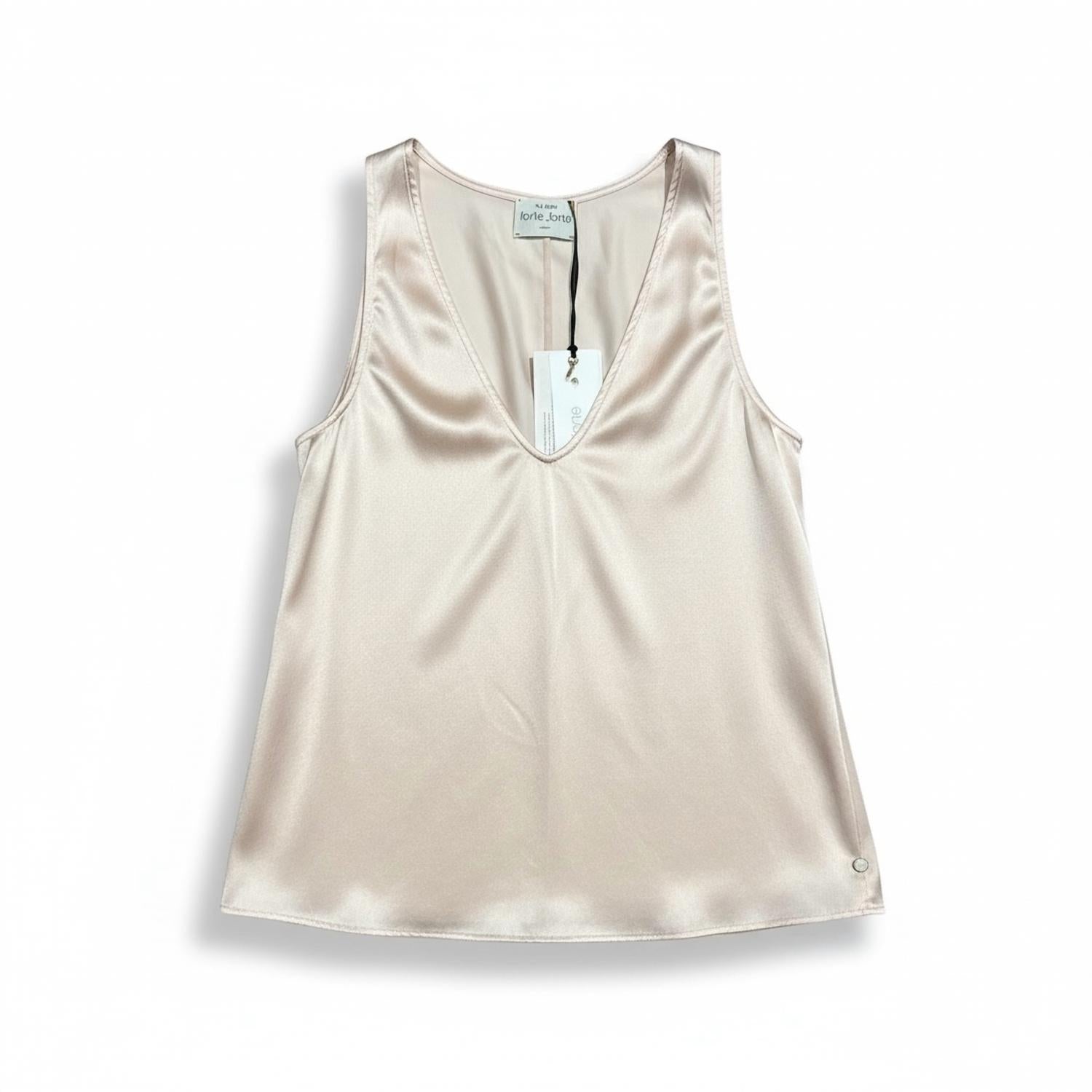 forte forte Women's Silk Satin Sleeveless Top in oyster - women's blouse