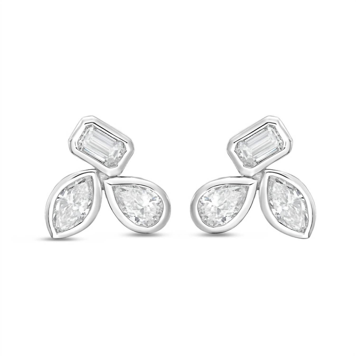 Diana M Jewels - Women's Emerald, Pear & Marquise Lab-Grown Diamond Stud Earrings (7.00 Ct) - Elegant