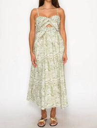 Meet Me In Santorini - Tuscan Sketch Tie Front Midi Dress