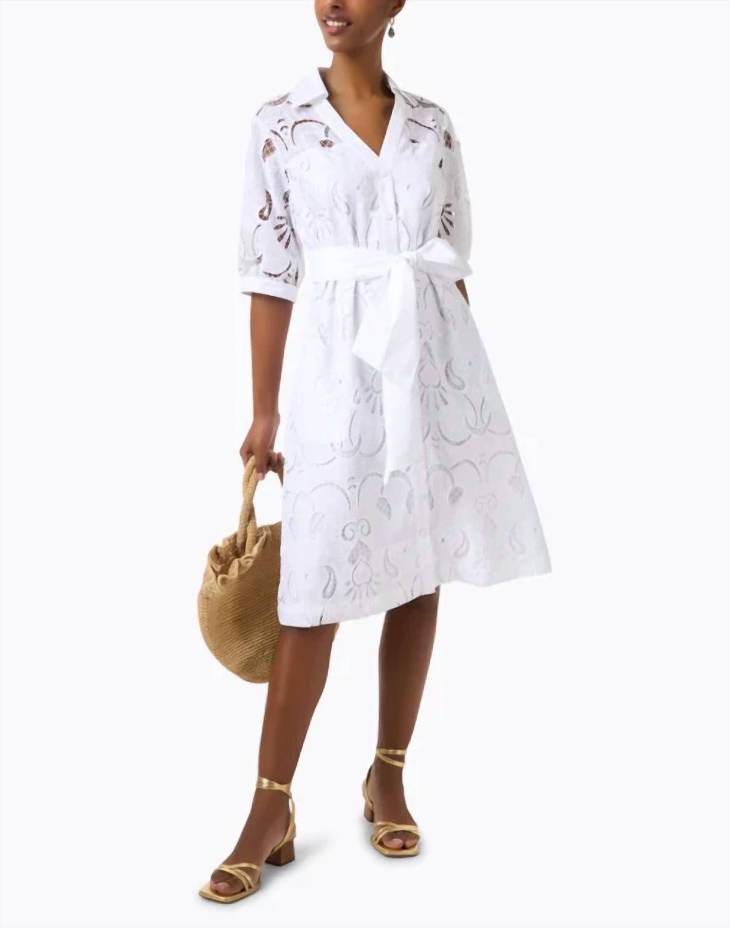 Hinson Wu - elbow sleeve embroidered luca dress