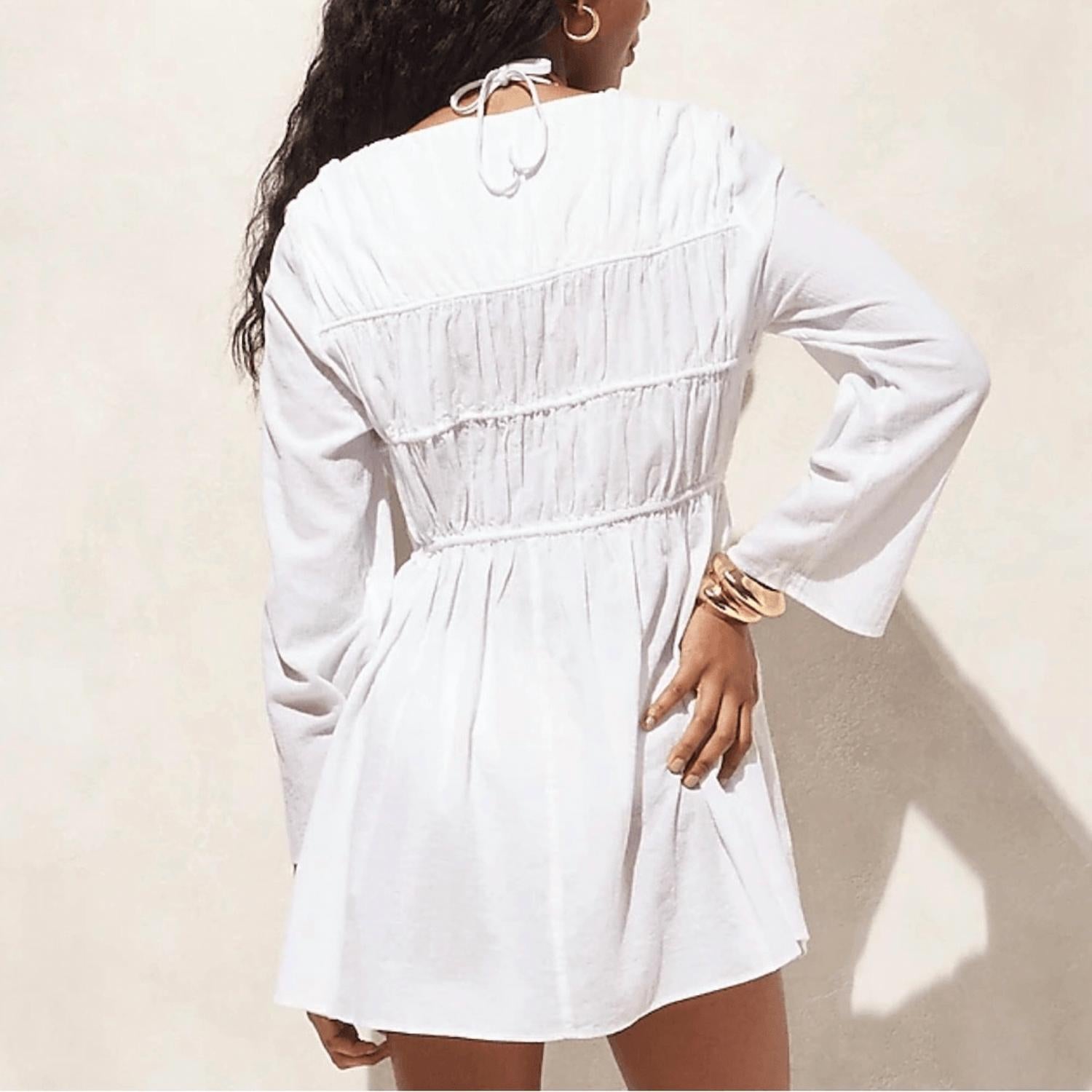 J.Crew - Tiered Tie-front Dress In Beach Cotton