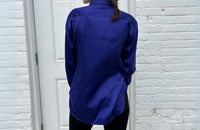 Hinson Wu Halsey Long Sleeve Blouse With Attached Flower in iris - women's blouse - detail view