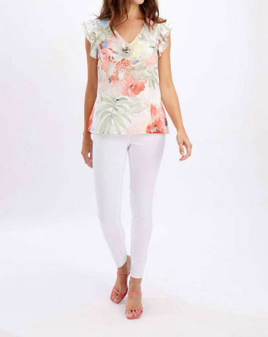 Frank Lyman - V-neck Floral Pullover