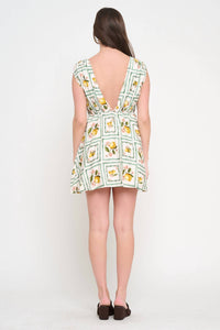 Meet Me In Santorini - Lemon Grove Delight Bow Dress