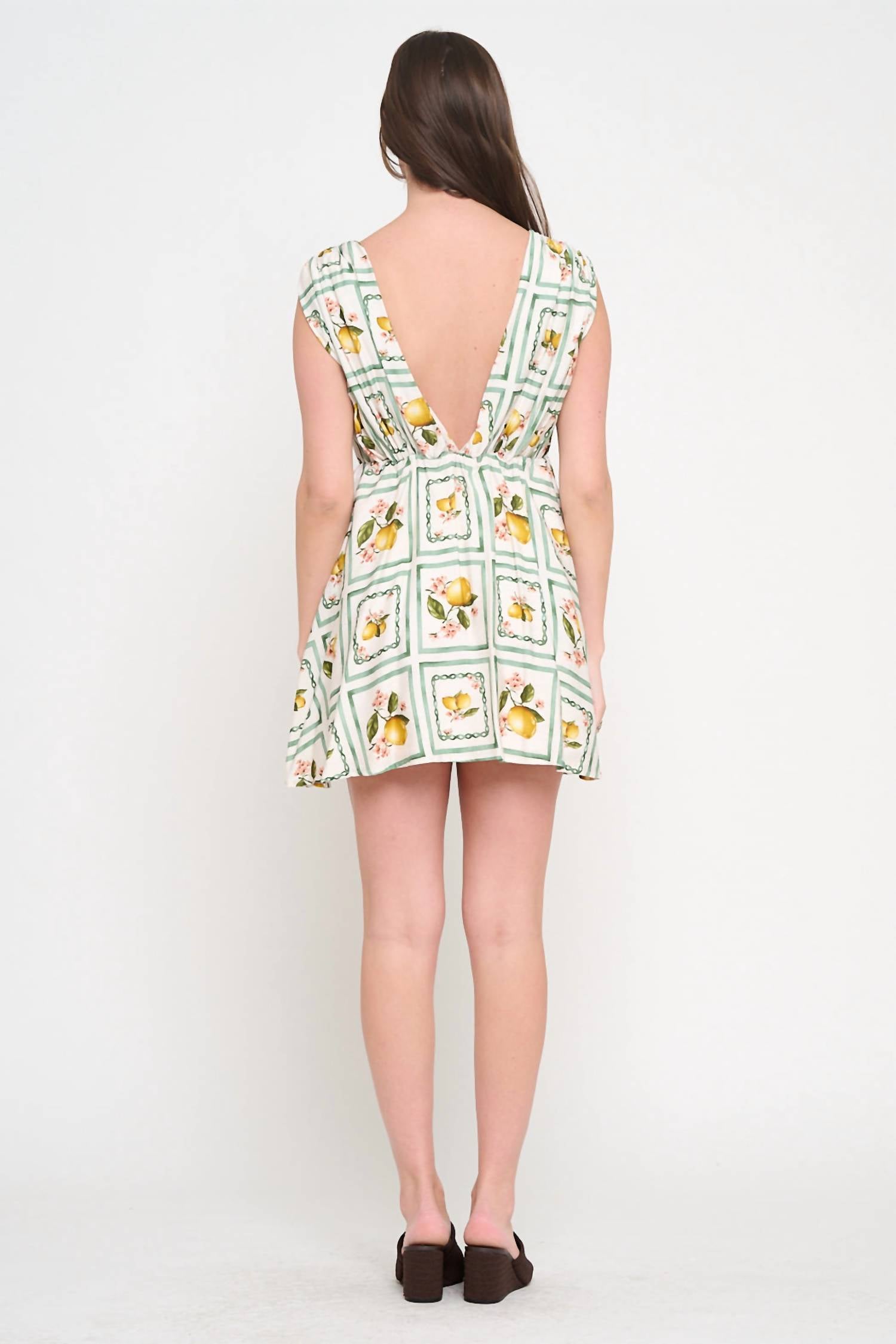 Meet Me In Santorini - Lemon Grove Delight Bow Dress