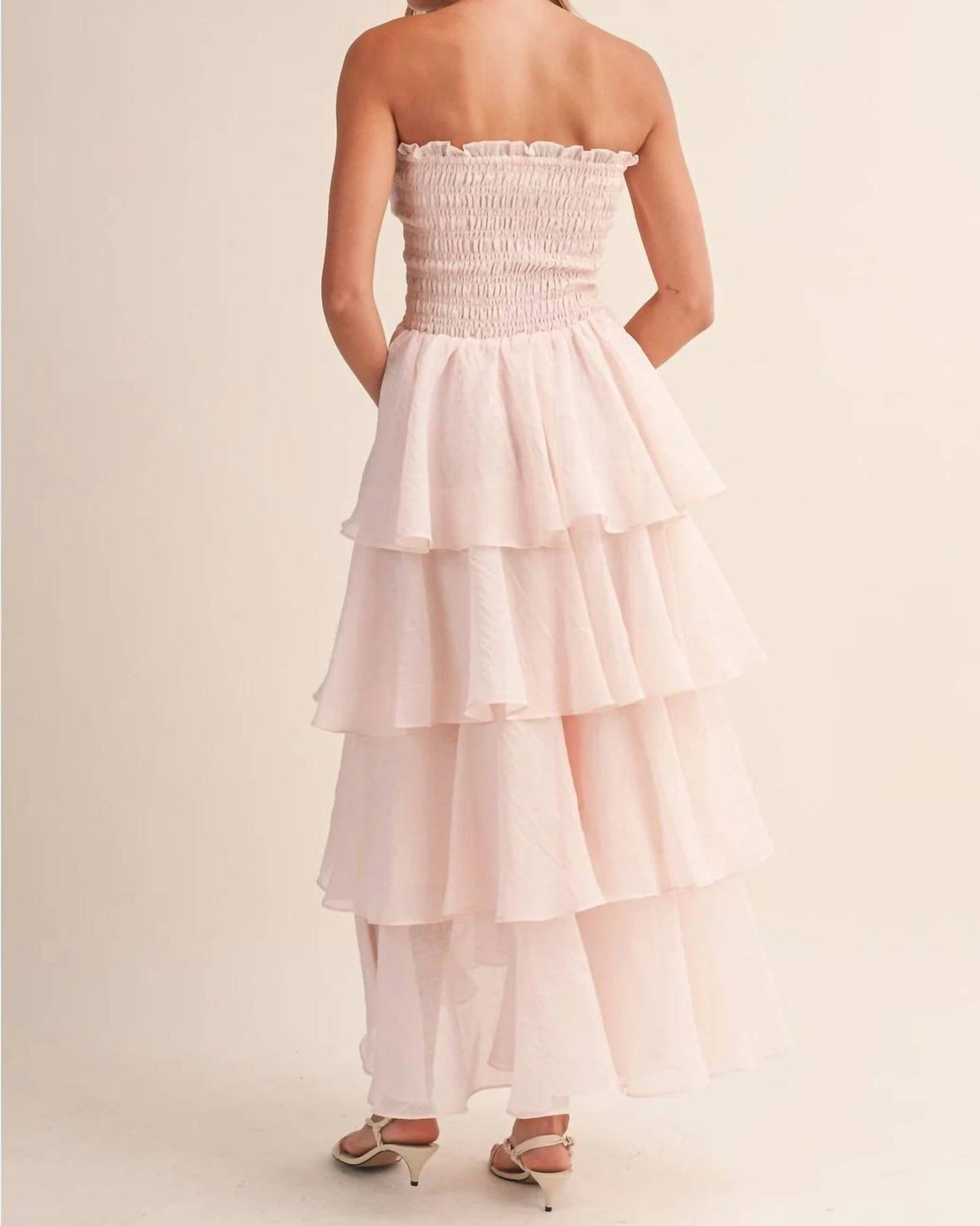Klesis - Laney Smocked Strapless Ruffle Maxi Dress