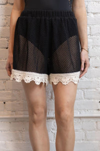 SEA Kendall Crochet Short in black - women's shorts