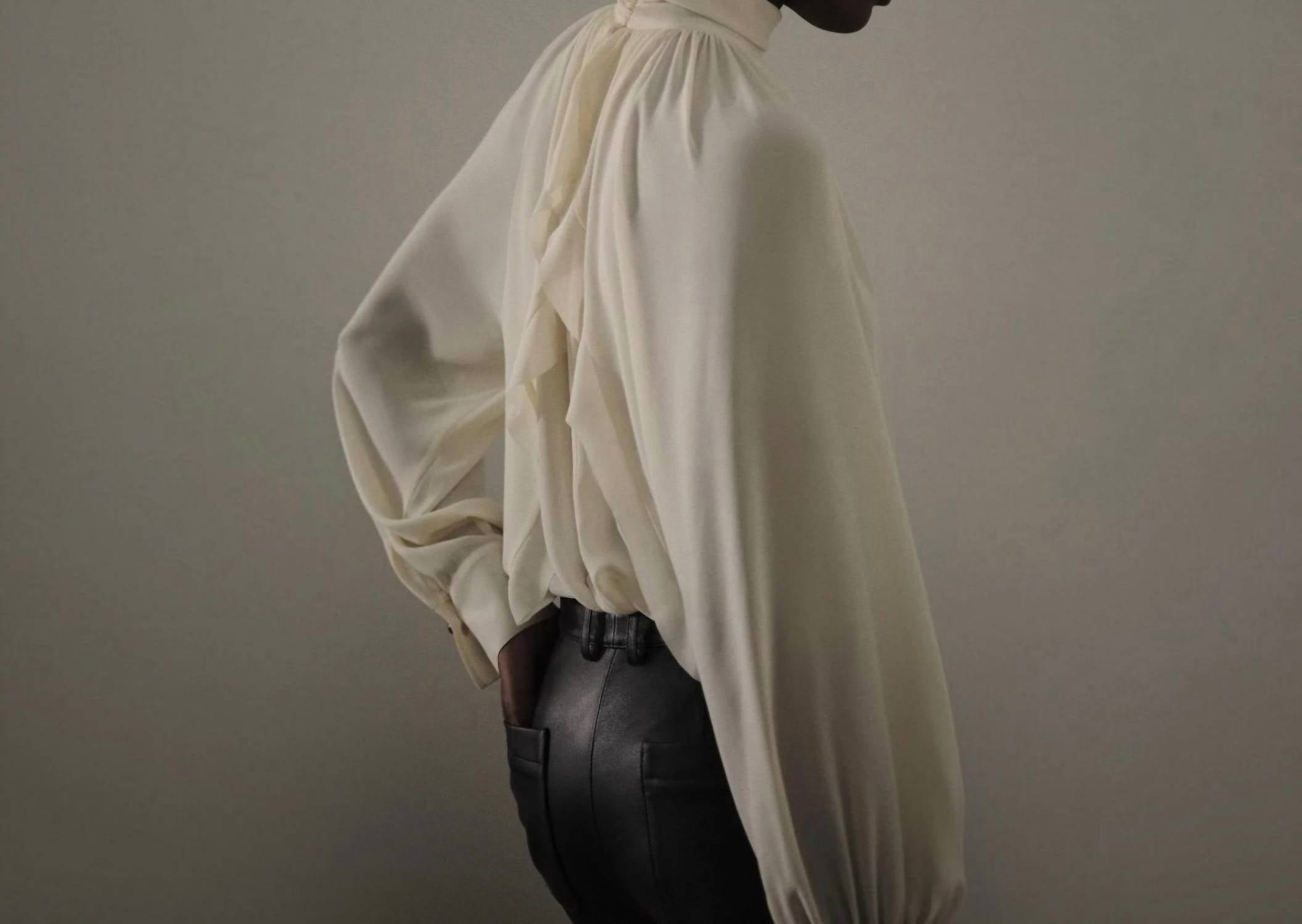 Vince - Gathered Draped-neck Crepe Blouse