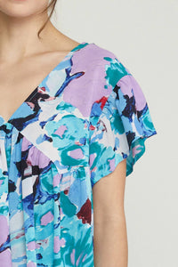 Entro - Floral Babydoll Ruffle Sleeve Top