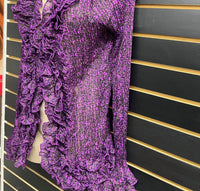 Michael K Women's Loveless Ruffle Top in purple print - women's blouse - detail view