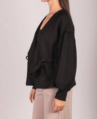 P.CILL Butter Modal Wrap Cardigan in black - women's cardigan - view 4