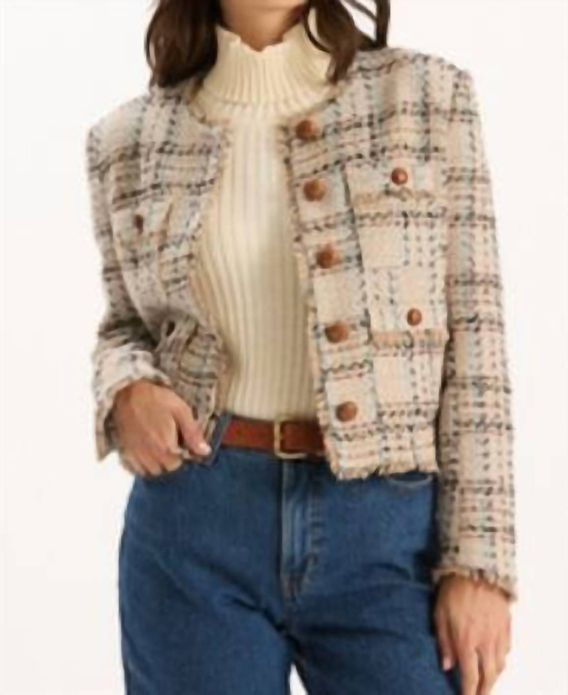 Tyler Boe Randy Hyland Boucle Jacket in beige multi - women's jacket