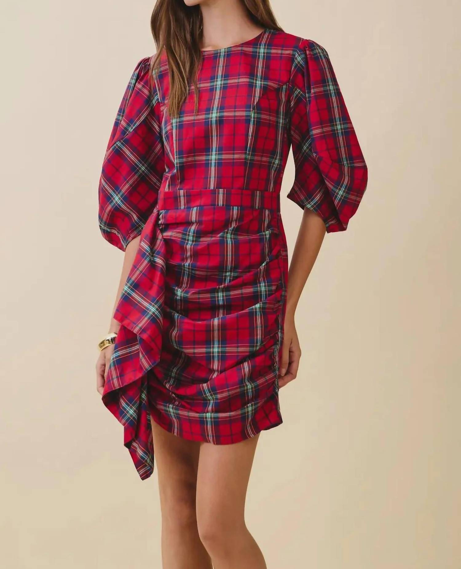 Tcec - Puff Sleeve Cascading Mini Dress