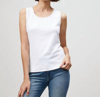 Lafayette 148 Cotton Rib Scoop Neck Tank Top in white - women's tank top