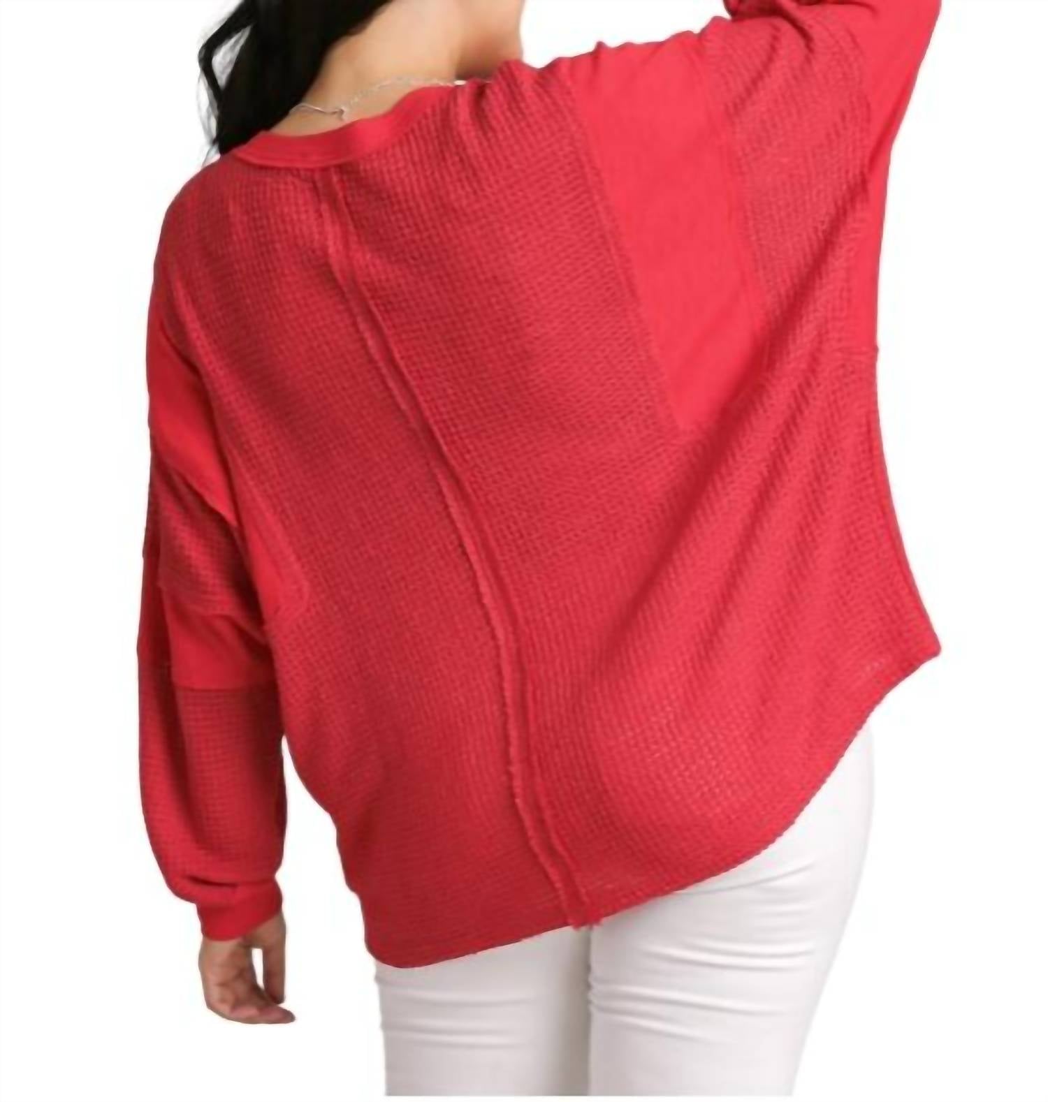 Umgee - Henley Waffle Knit Tunic Top