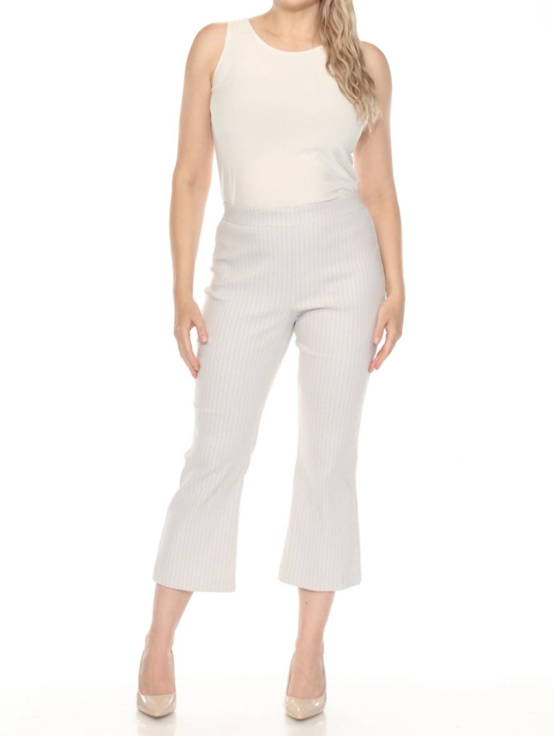 Joseph Ribkoff Jacquard Flared Cropped Pants in grey white - women's jeans