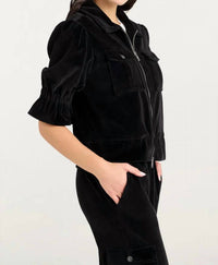 cinq a sept Velour Holly Jacket in black - women's jacket - alternate view