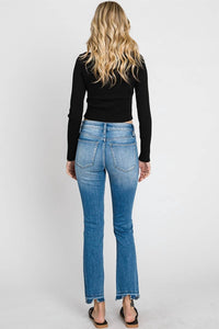 Petra - Mid Rise Slim Straight Distressed Jean