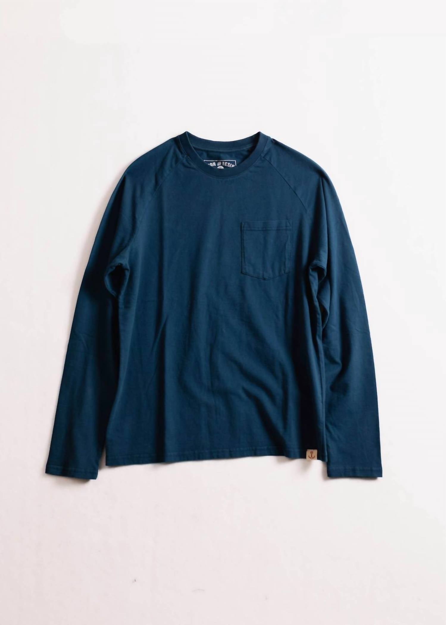 Iron & Resin Men's Faded Pocket Raglan in blue - men's long sleeve top