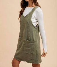 AnnieWear Lolly Denim Mini Dress in green - women's dress - view 5