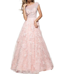 Sherri Hill - Cap-Sleeves Beaded Prom Dress