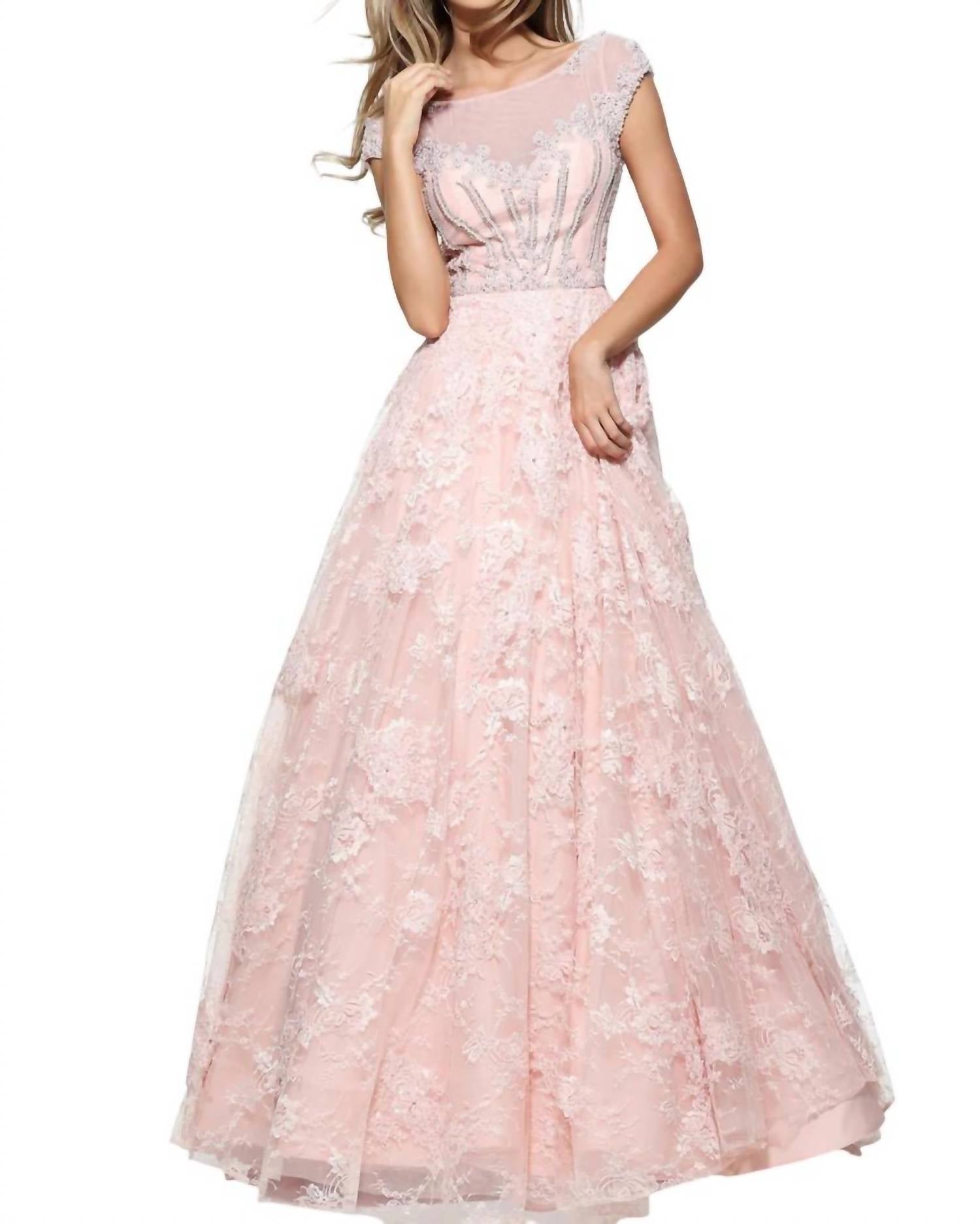 Sherri Hill - Cap-Sleeves Beaded Prom Dress