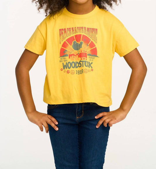 Chaser - Kids Girls Woodstock Peach & Love & Music Tee