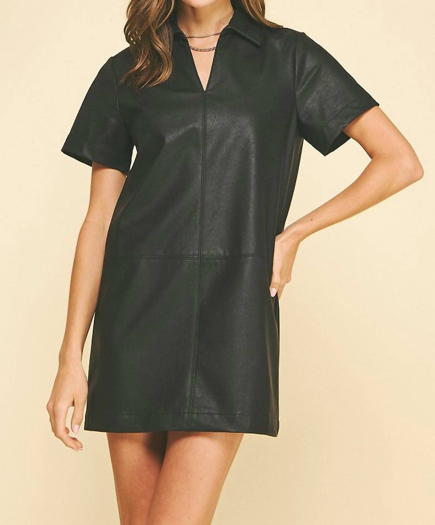 PINCH Faux Leather Tunic Dress in black - women's dress