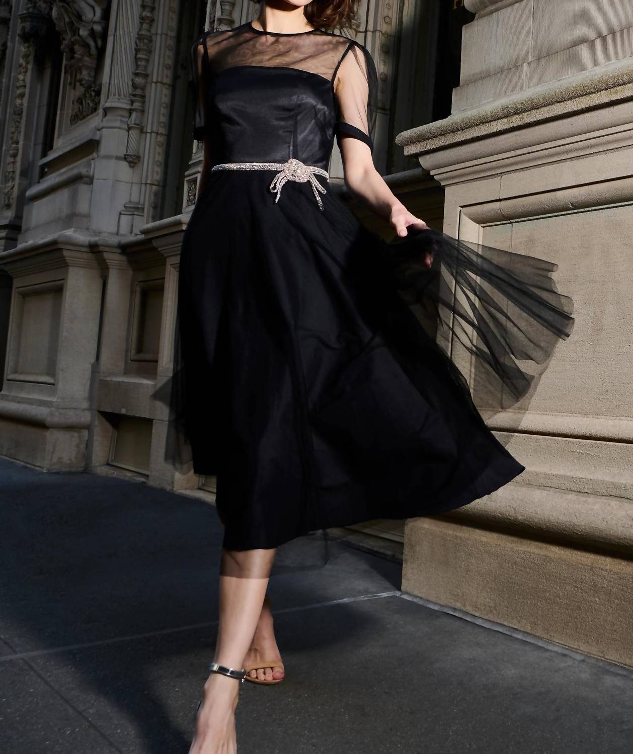 Emily Shalant - Luxe Tulle Dress with Crystal Waist Trim