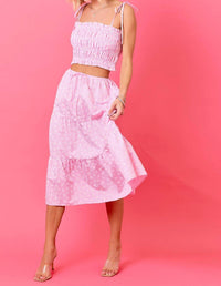 Day + Moon - Flower Gingham Smocked Top & Skirt Set