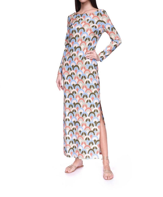 Aria geo print crepe midi dress
