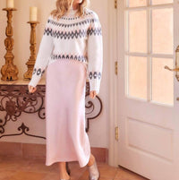 Karen Kane Jacquard Crewneck Sweater in off white - women's sweater - view 4
