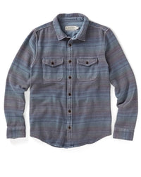 Outerknown Men's Blanket Shirt in french blue mojave stripe - men's long sleeve top