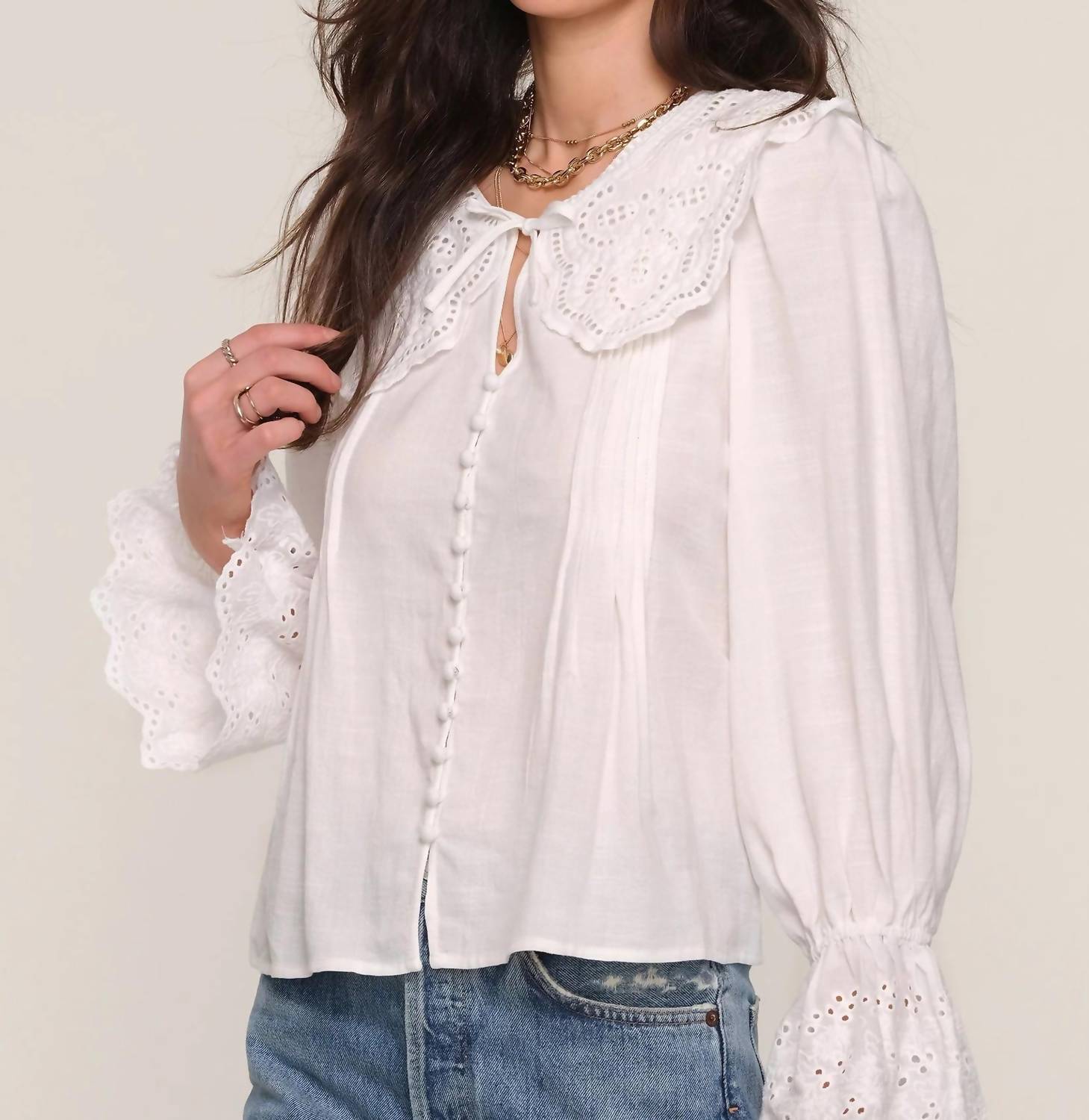 heartloom Dolly Long Sleeve Top in eggshell - women's long sleeve top - alternate view