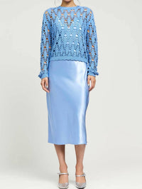 Current Air - Pointelle Sweater Satin Dress Set