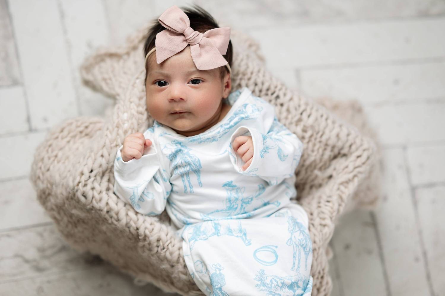 Adorable Sweetness - Infant's Cowboy Baby Gown And Hat Set