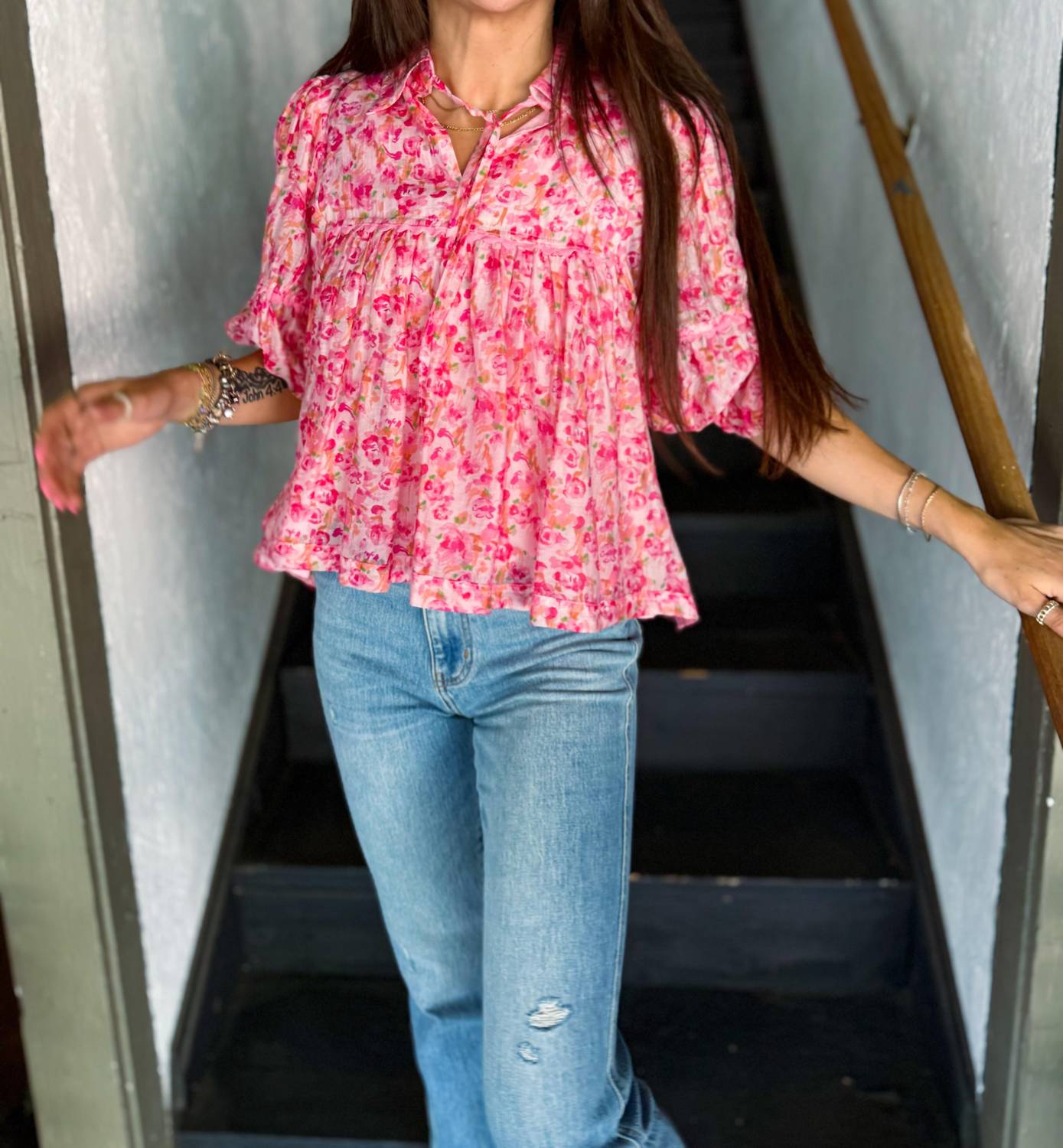 Meet Me In Santorini - Rosy Breeze Top