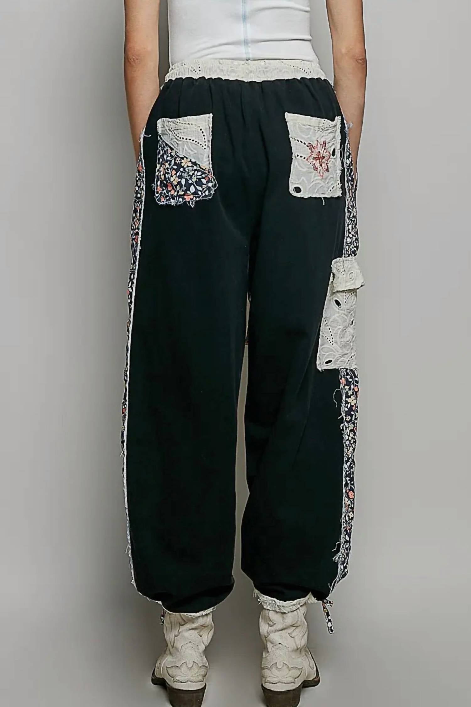 POL Floral Pants in black - women's pants - alternate view
