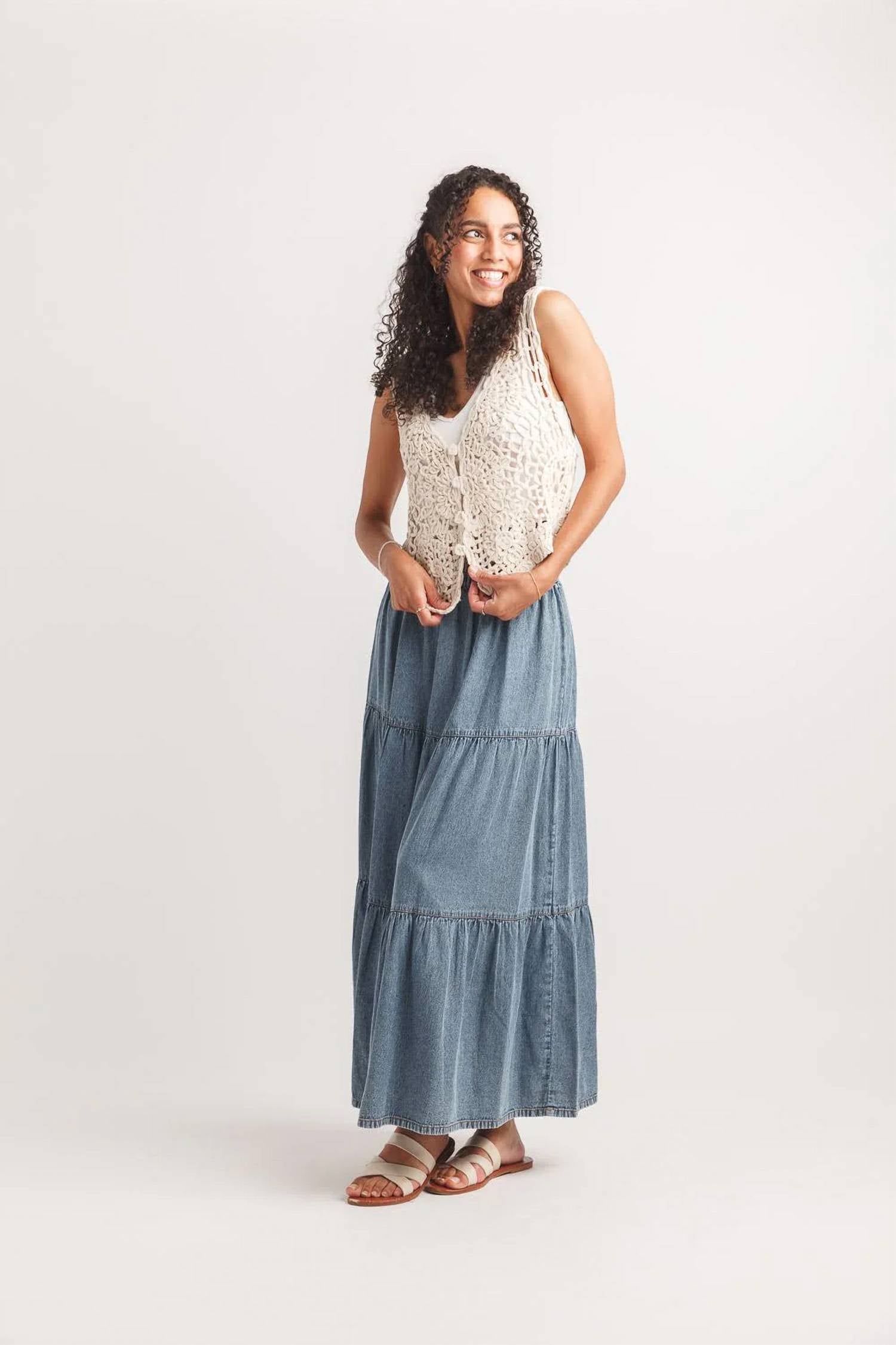 Papillon - Soutache Button Front Vest Top