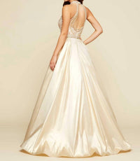 Mac Duggal - Beaded Illusion Halterneck Ball Gown