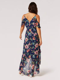 Apricot - Watercolour Floral Chiffon Maxi Dress